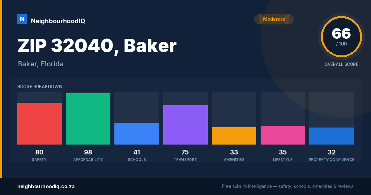 ZIP 32040, Baker report card